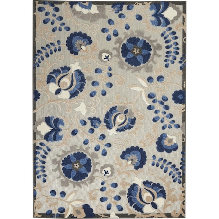 Homeroots 6 x 9 ft. Natural & Blue Indoor & Outdoor Area Rug 384861